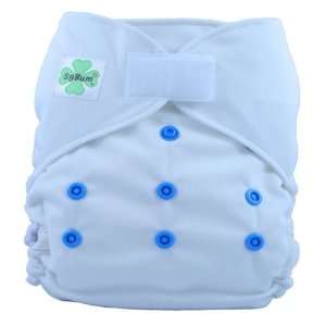  Aplix Grande Suede Cloth Diaper   Natural with Blue Button 