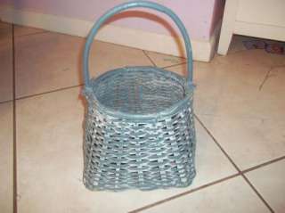 Unique shape blue basket Wicker Basket Rustic  