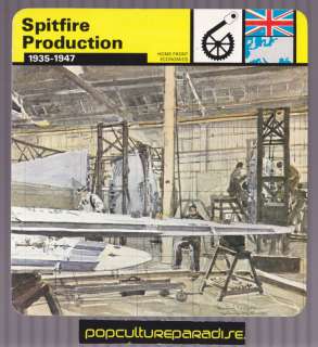 SPITFIRE PRODUCTION British Airplanes WW2 HISTORY CARD  