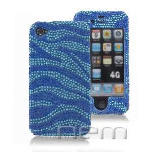  Iphone 4 Diamond Crystal Hard Case Zebra Blue: Everything 