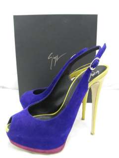 Giuseppe Zanotti Purple/Yellow/Pink Suede Sharon Platform Heels 38.5 