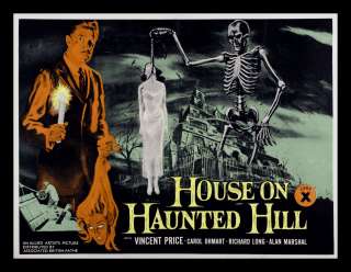 HOUSE ON HAUNTED HILL * BRITISH QUAD ORIG MOVIE POSTER  