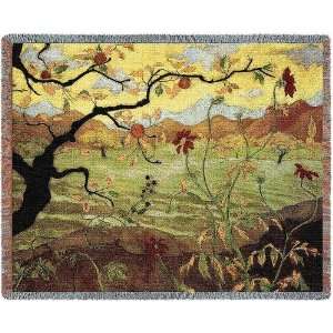  Apple Tree with Red Fruit Modern Asian Landscape Tapestry 