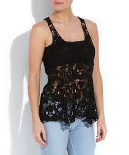 Black (Black) Black Crochet Racer Back Vest  245448001  New Look