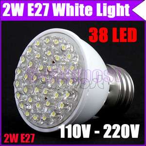 2W 38 LEDs E27 High Power White Energy Saving Spot Light Bulb 110V 