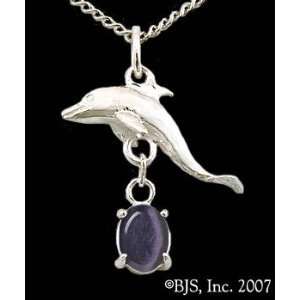  Dolphin Gemstone Necklace, Sterling Silver, Purple set 