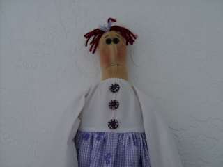 Primitive Large 39 Raggedy Doll with Mother stitchery pillow 