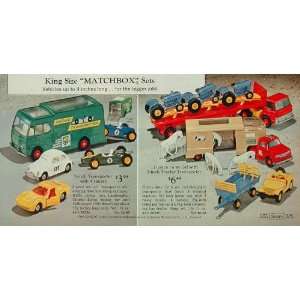 1969 Ad King Size Matchbox Race Car Truck Jeep Farm Set   Original 