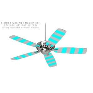   fans)   Psycho Stripes Neon Teal and Gray   (Fan and fan blades NOT