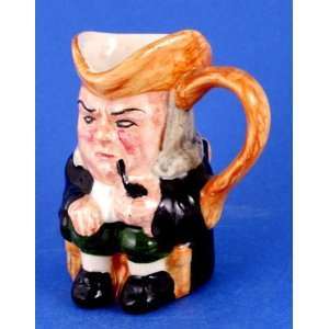 Artone pottery hand painted miniature toby jug judge with pipe:  