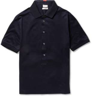  Polos > Short sleeve polos > Long Placket Cotton Jersey Polo Shirt