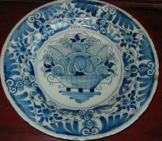 Rare Antique 18C Dutch Delft Pottery Polychrome Plate C  