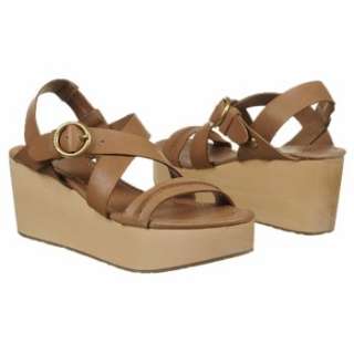 Womens Fossil Summer Wedge Tan Leather Shoes 
