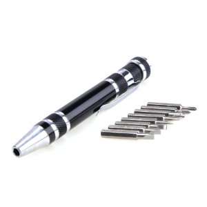 Black Handle Alloy 8 in 1 Screwdriver Pen Set Kit Mobile Repair Tools