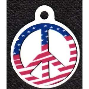 Round American Flag White Peace Sign Pet Tags Direct Id Tag for Dogs 