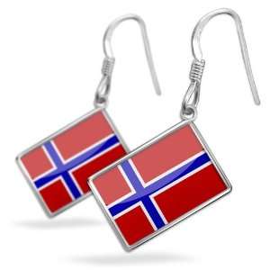  Earrings Norway Flag with French Sterling Silver Earring 
