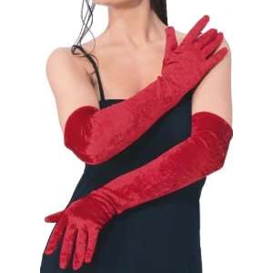  Gloves Luxurious Long Red Formal Crushed Velvet Opera 