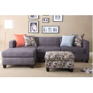  3 pieces Sectional Sofa in charcoal gray Microfiber with 