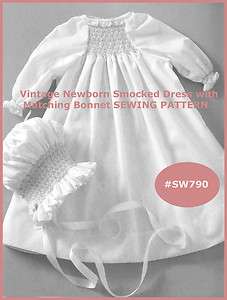 Newborn Smocked Dress and Bonnet PATTERN GreatGiftIdea♥  