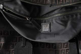 FENDI Brown+Black MONOGRAM Canvas+Leather Messenger Shoulder Bag 