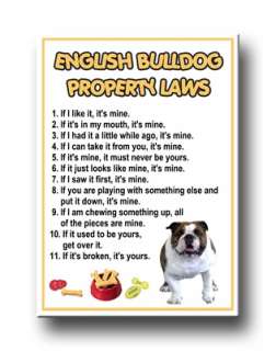 ENGLISH BULLDOG Property Laws FRIDGE MAGNET No 1 DOG  