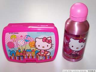 Hello Kitty Set Brotdose Lunchbox Alu Trinkflasche Neu  