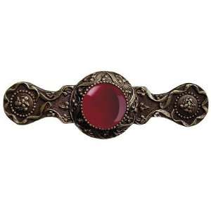  Victorian Jewel Pull / Red Carnelian, Antique Brass