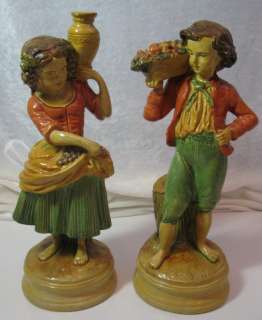 Antique 1850 1898 Vintage Original Borgese Couple Pair Figurines 