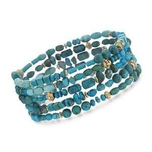    Strand Turquoise Bead Bracelet In Silver, 14kt Gold Plate Jewelry