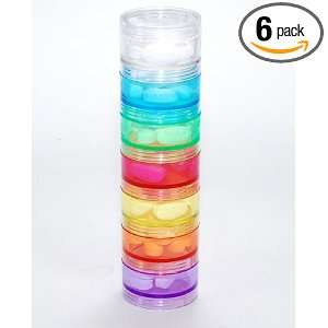  6/pk 7 day Stackable Pill Reminder  Small   No Extra Lid   Size 