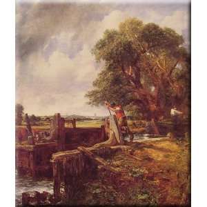 Boat Passing a Lock 14x16 Streched Canvas Art by Constable, John 