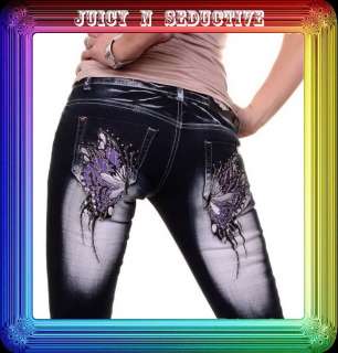   Bootcut Jeans PURPLE BUTTERFLY+Ed Hardy tattoo♥ waist 32/34/36/38/40