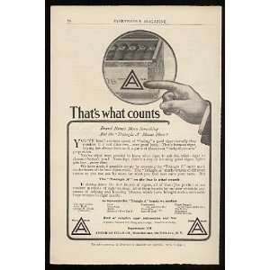  1907 American Cigar Co Triangle A Merit Mark Best Brands 