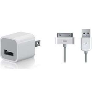 OEM Apple USB Charger Adapter w/Data Cable A1265 (White 