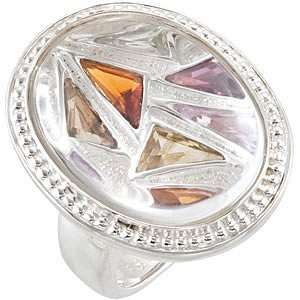  Rich Multi gemstone Triangle Faceted Ring expertly set in 