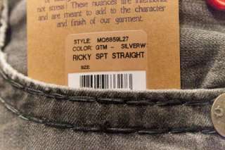 NWT TRUE RELIGION Mens Jeans Ricky Black Super T Stitch Grey 