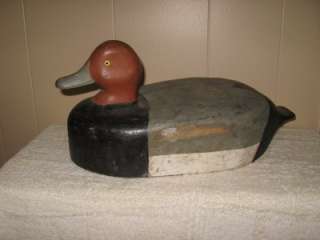Vintage Frank Brogan Saginaw Bay Solid Wooden Red Head Duck Decoy 