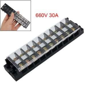   30A 10 Position Screw Barrier Terminal Block Double Row: Electronics