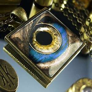 Dark Gothic Dragon Eye Fantasy Monster Eyeball Antique Bronze Necklace 