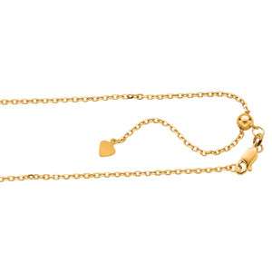 Technibond Solid Adjustable Cable Chain Necklace 14K Yellow Gold Clad 