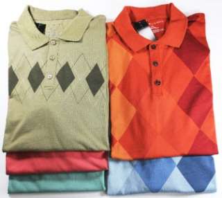 Via Europa Mens Argyle Polo Shirt, Various Sizes and Colors 