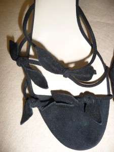   Prada 2008 Leaf Black Suede Strappy Sandals Shoes Sz 8.5 / 39  