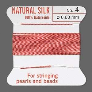 GRIFFIN SILK BEADING CORD JEWELRY BEAD THREAD #4 CORAL  