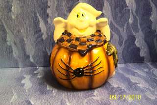 HALLOWEEN GHOST CERAMIC COOKIE JAR ~ MINT AWESOME  