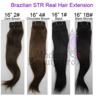 16 Brazilian STR REMY Real Hair Extension 10pcs clip 4 color choose 