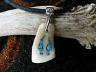 genuine elk tooth pendant necklace inlaid w turquoise deer track