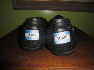 TOMS Black Perforated Leather Mens Classics Slip On Shoes 9.5  