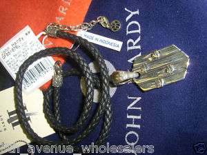 John Hardy Bamboo Pendent and Black Leather Cord 18  