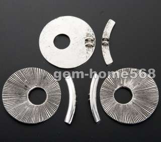 Sets Tibetan Silver Flat Round Toggle Clasps B466  