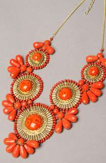Accessories Boutique The The Medallion Bib Necklace in Coral 